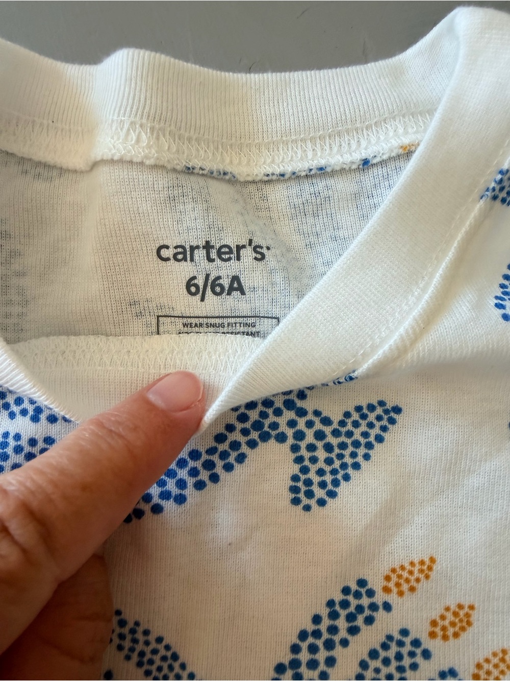 Carter's White Long Sleeve Pajama Set with Blue & Yellow Print. Hannaka Theme - Picture 2 of 2